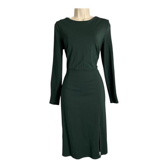 MNG Suit Long Sleeve Round Neck Sheath Dress Green Women US 8 Formal Office Work - Picture 1 of 7